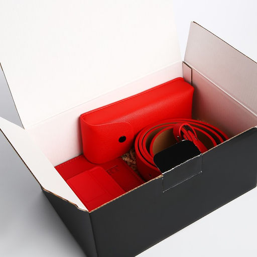 Подарочный набор, ремень с винтом, картхолдер на телефон, обложа для паспорта, футляр для очков, цвет красный - Simaland фото 15