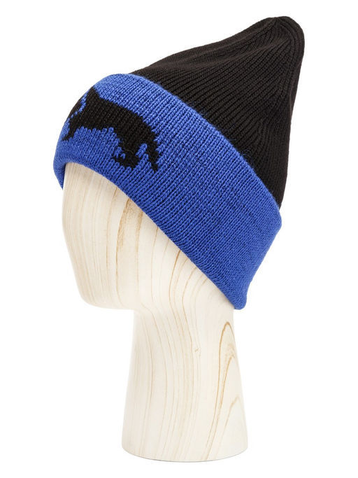 Шапка жен. шерсть+акр LB-BR55035 black/electric blue