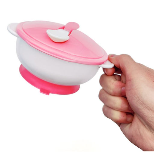 Набор детской посуды: миска на присоске 400мл., с крышкой, ложка, цвет белый/зеленый - Крошка я фото 10