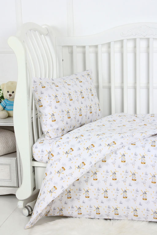 КПБ с простыней на резинке поплин арт. КПБП-ПР/гуси