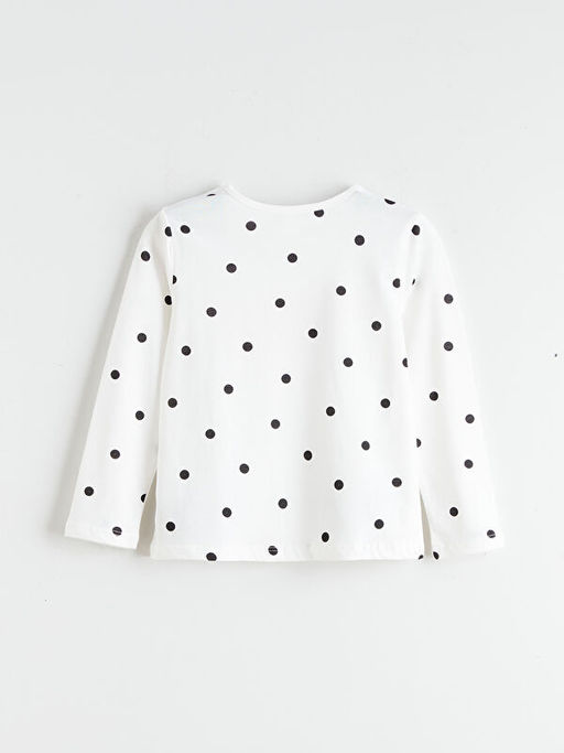 Bisiklet Yaka Bask?l? K?z ?ocuk Ti??rt