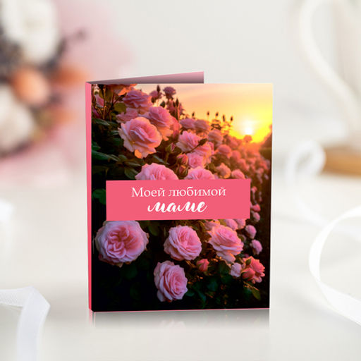 Цена за 2 шт Мини-открытка Моей любимой маме (розовые цветы) - 8 чудо фото 2