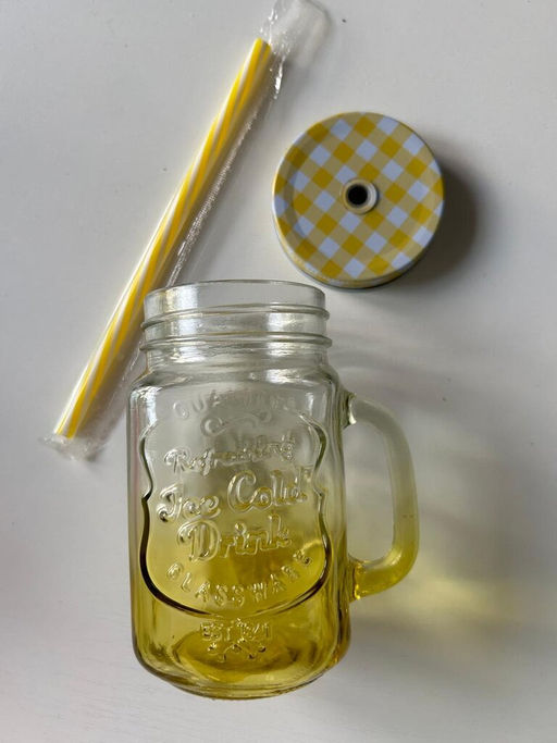 Кружка стекло, 450 мл, с крыш, с трубочкой, SDFG0114-2 (298248) - Daniks фото 5