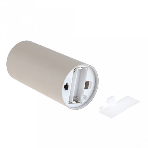 Свеча интерьерная, светодиодная на батарейках д6см h12,5(15)см, свет теплый, с мерцанием, матовый пластик, цвет бежевый, питание от 2-х батареек ААА (в комплект не входят) (Китай)