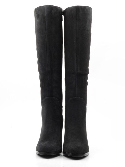 02-K83-B1 BLACK Сапоги зимние женские (натуральная замша, натуральный мех (евромех))