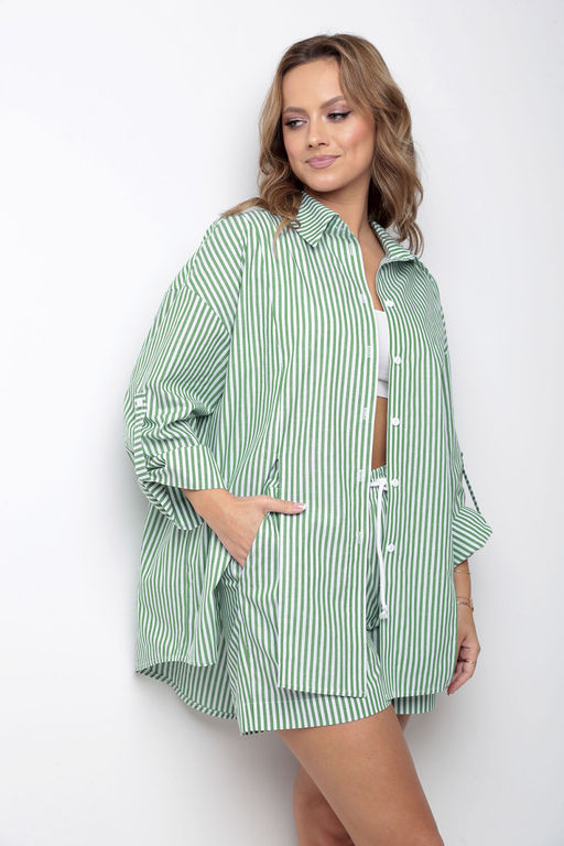 Костюм Liona Style 899 зеленая полоска  фото 3