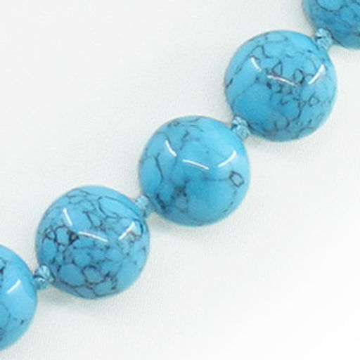Бусы бирюза голубая (имитация), круглые 12мм, короткие 49см - Agat77 фото 2