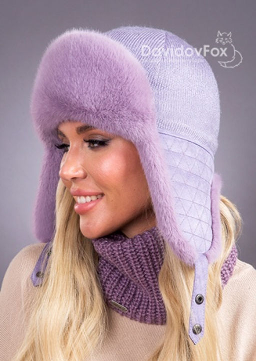 Шапка Ушанка трикотаж экомех клевер