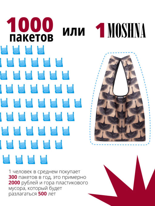 Мод.3, Сумка-майка Принт (SM3pr). Журавли НОВИНКА!!! - Moshna фото 9