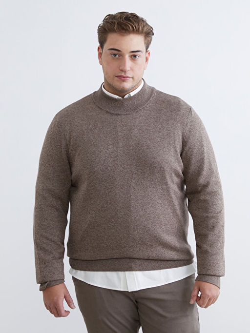 B?y?k Beden Yar?m Bal?k?? Yaka Erkek Triko Kazak