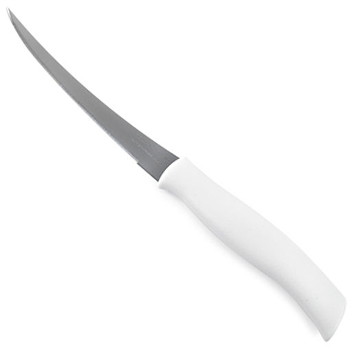 Tramontina Athus Нож для помидоров и цитрусовых 12см, пластмассовая ручка, с зубчиками, белый (Бразилия)
