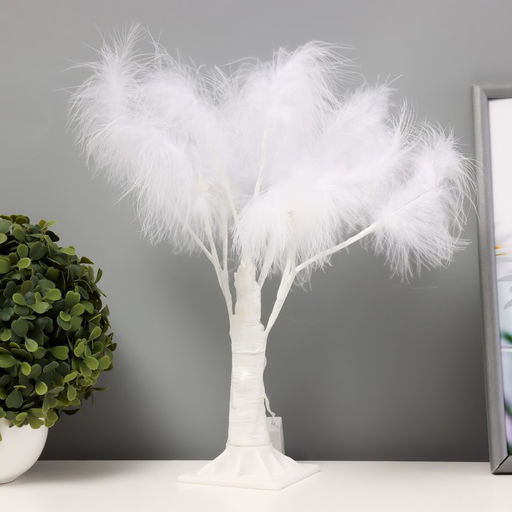 Ночник «Перья» LED белый 17×18×35 см