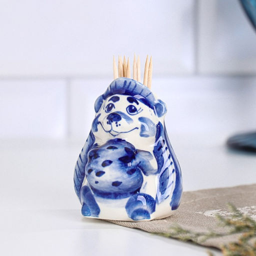 Подставка для зубочисток Ёж, фарфор гжель - Simaland фото 5