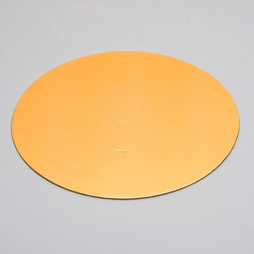 Цена за 10 шт. Подложка для торта, круглая, золото - белый, 22 см, 1.5 мм