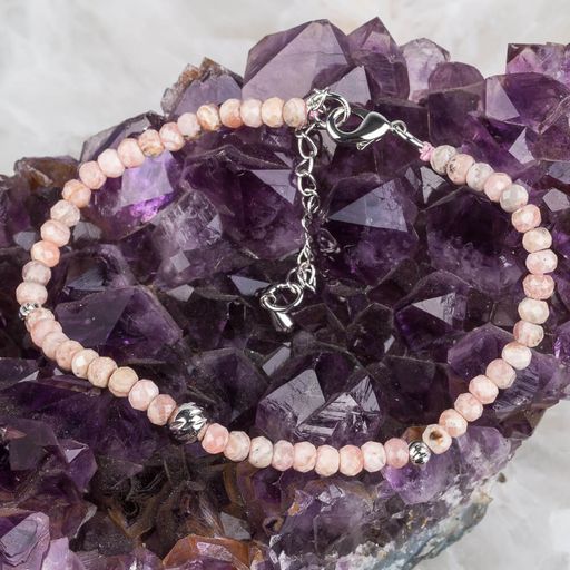 Браслет из Родохрозита со вставкой огранка 19 см +