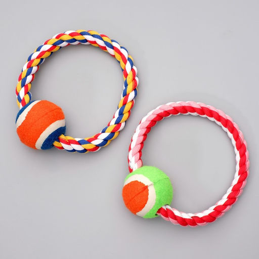 Игрушка тренировочная канатная Круг с мячом, 120 г, микс цветов - Пижон фото 4