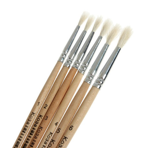 Набор кистей для рисования, коза, 6 штук, № 1, 2, 3, 4, 5, 6, круглые, деревянная ручка, международный размер