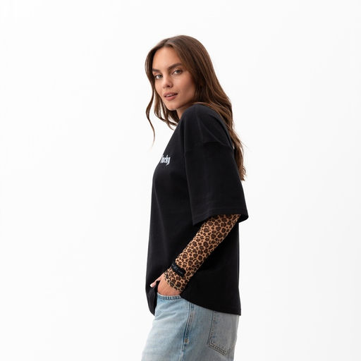 Футболка женская MIST Lucky, размер S-M, чёрная