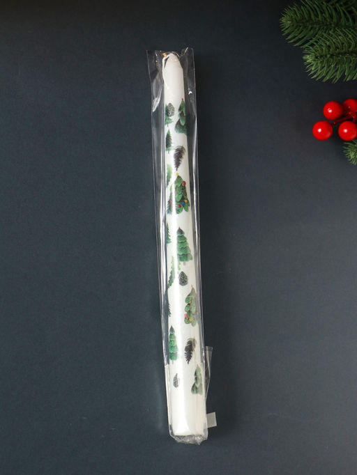 Цена за 4 шт. Свеча античная новогодняя 255х22 мм с декором, ёлочки