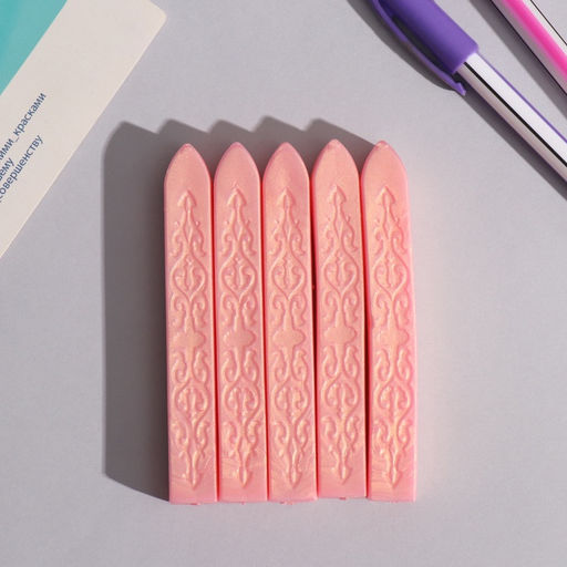 Цена за 5 шт. Сургуч для печати стержень «Персик», перламутр, 1.1×1.1×9 см