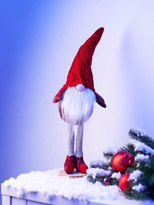 Фигура текстиль «Гном в красном» 55 см, 1 LED, от батареек AG13×3, свечение тёплое белое