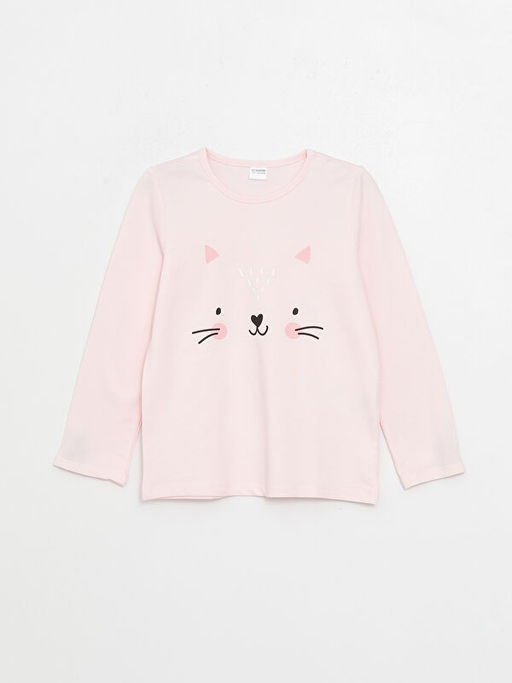 Bisiklet Yaka Bask?l? Uzun Kollu K?z ?ocuk Pijama Tak?m? - Waikiki фото 2