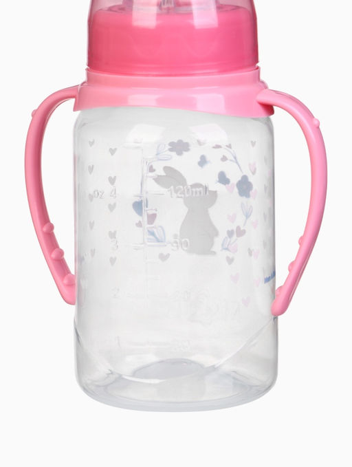 Бутылочка для кормления малыша M&B «Доченька», классическое горло, с ручками, от 0 мес., 150 мл., розовый