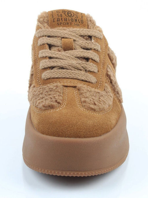 04-P133-2C BROWN Кроссовки демисезонные женские (натуральная замша, байка)