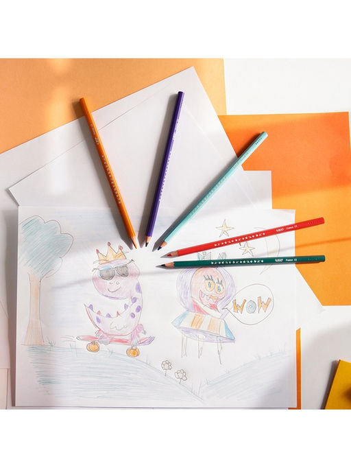 Карандаши цветные 18 цветов, детские, шестигранные, BIC Kids Tropicolors, пластиковые, ударопрочный грифель 3.2 мм