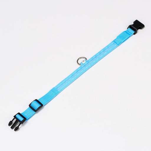 Ошейник с подсветкой, зарядка от USB, размер XL, ОШ 42-56 см, 3 режима, голубой - Пижон фото 4