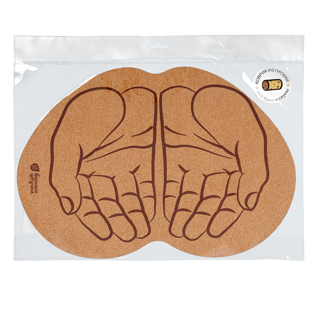Коврик пробковый 43*30 см "Ладони" для бани и сауны