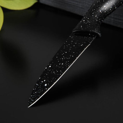 Нож с антиналипающим покрытием Доляна Зефир, для овощей, лезвие 9 см, чёрный фото 2
