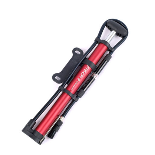 Насос для велосипеда ручной COMIRON STORM, алюминиевый цилиндр стальная складная ножка ручка и основание литой пластик Presta-Schrader, 11 бар /уп 50/ - Галеонтрейд фото 2