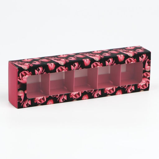 Цена за 5 шт. Коробка под 5 конфет с ячейками Фуксия, 21?3.3?5.8 см