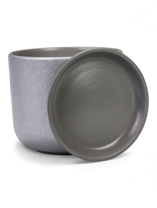 Горшок цветочный с поддоном 5,4 л, d22/h19 см серый керамика, "Перл" (М)