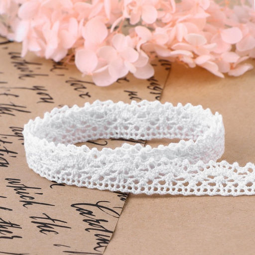 Кружево вязаное, 14 мм, 15±1 м, белое