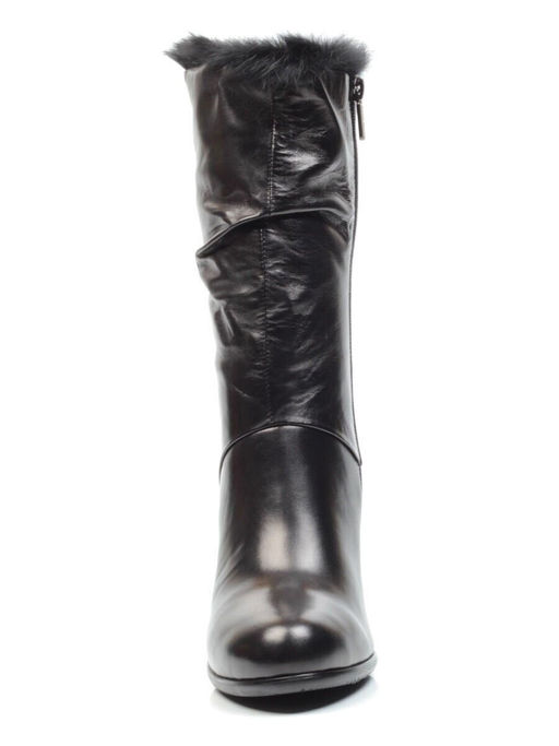 F16-180M BLACK Полусапоги зимние женские (натуральная кожа, натуральный мех (еврозима))