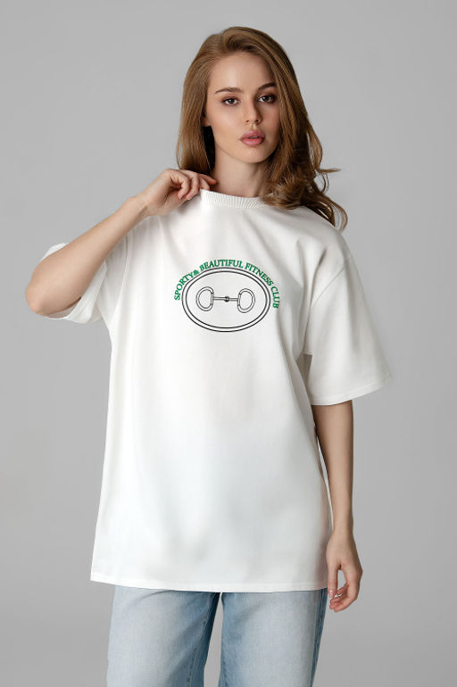 Арт. 3186 Футболка женская оверсайз 42-48 (4 шт) Цвет:молочный