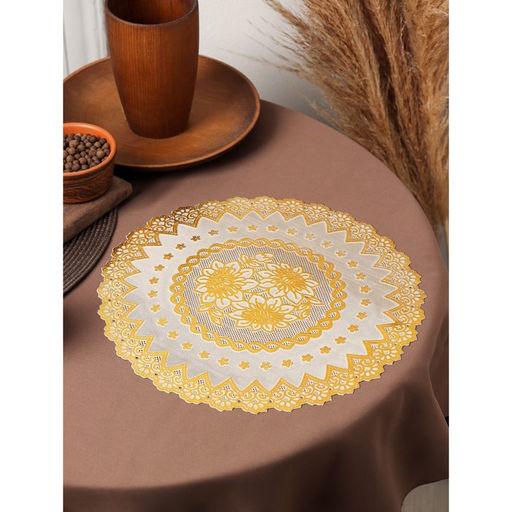 Набор салфеток кухонных Букет, 4 шт, d=30 см, цвет золотой - Доляна фото 2