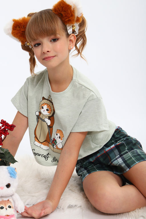 Пижама для девочки ПД-019-073 Кот Новый год