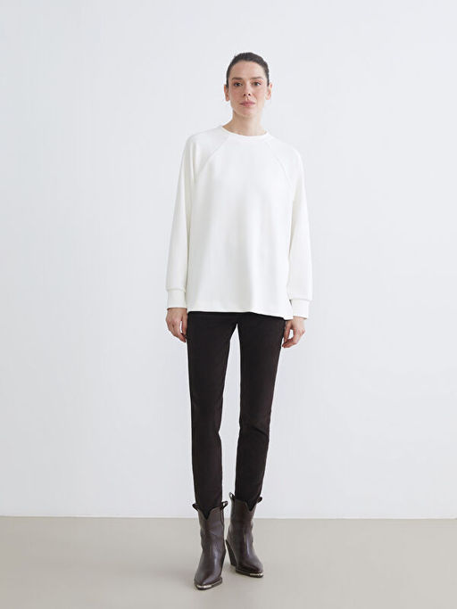 Bisiklet Yaka Oversize Kad?n Sweatshirt Tunik