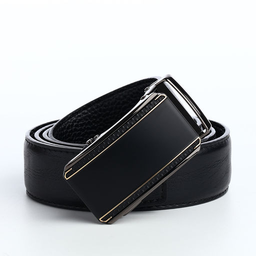 Ремень мужской, 120×3.6 см, пряжка автомат, регулируемая длина, чёрный