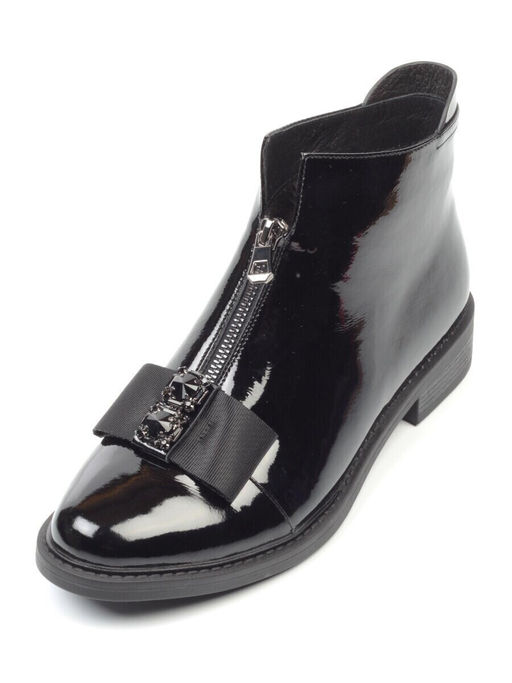 01-CA104-2 BLACK Ботинки женские (натуральная кожа, байка)