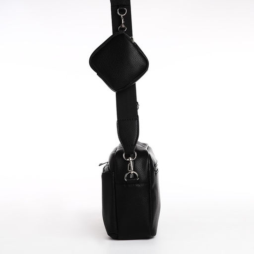 Сумка женская кросс-боди TEXTURA на молнии, 16×7×17 см, чёрная