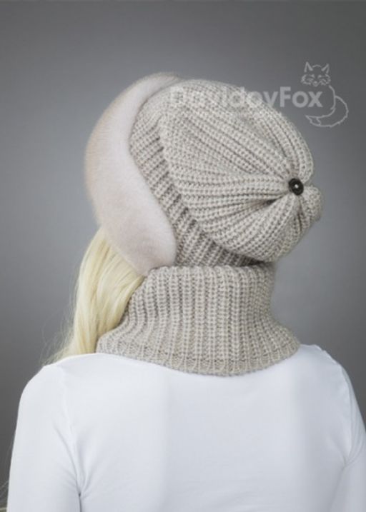 шапка Ника норка трикотаж колотый лед - Davidovfox фото 3