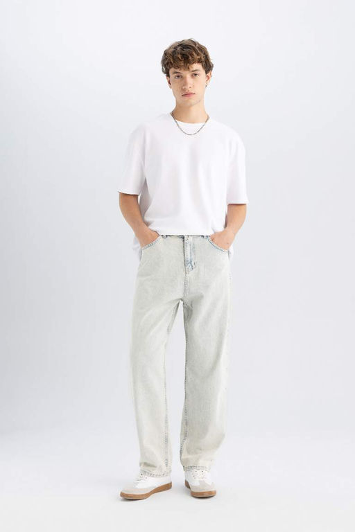 Джинсовые брюки Baggy Fit с широким узором и нормальной талией, широкие брюки - Defacto фото 9