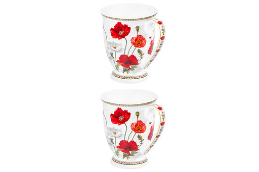 Набор 2 кружек 300 мл 11*8*11 см Маки на ножке, NEW BONE CHINA - Elan gallery фото 5