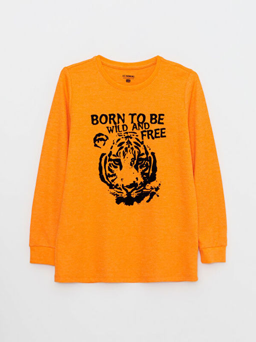 Bisiklet Yaka Bask?l? Uzun Kollu Erkek ?ocuk Pijama Tak?m? - Waikiki фото 2