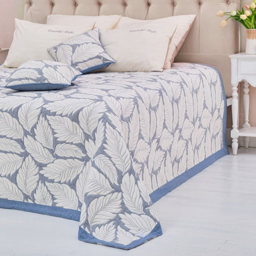 Покрывало хлопковое Этель Листопад 200х2405 см, цвет синий, 100%хлопок, 300гр/м2  фото 3