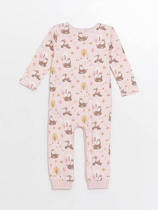 Bisiklet Yaka Uzun Kollu Bask?l? K?z Bebek Tulum - Waikiki фото 3